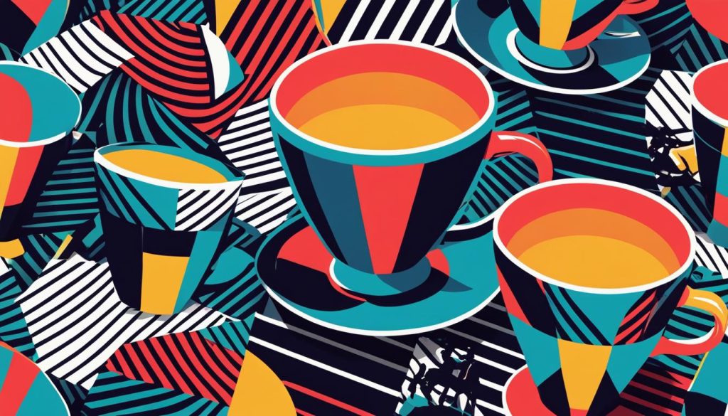 Bold colors and geometric patterns on a jazz cup